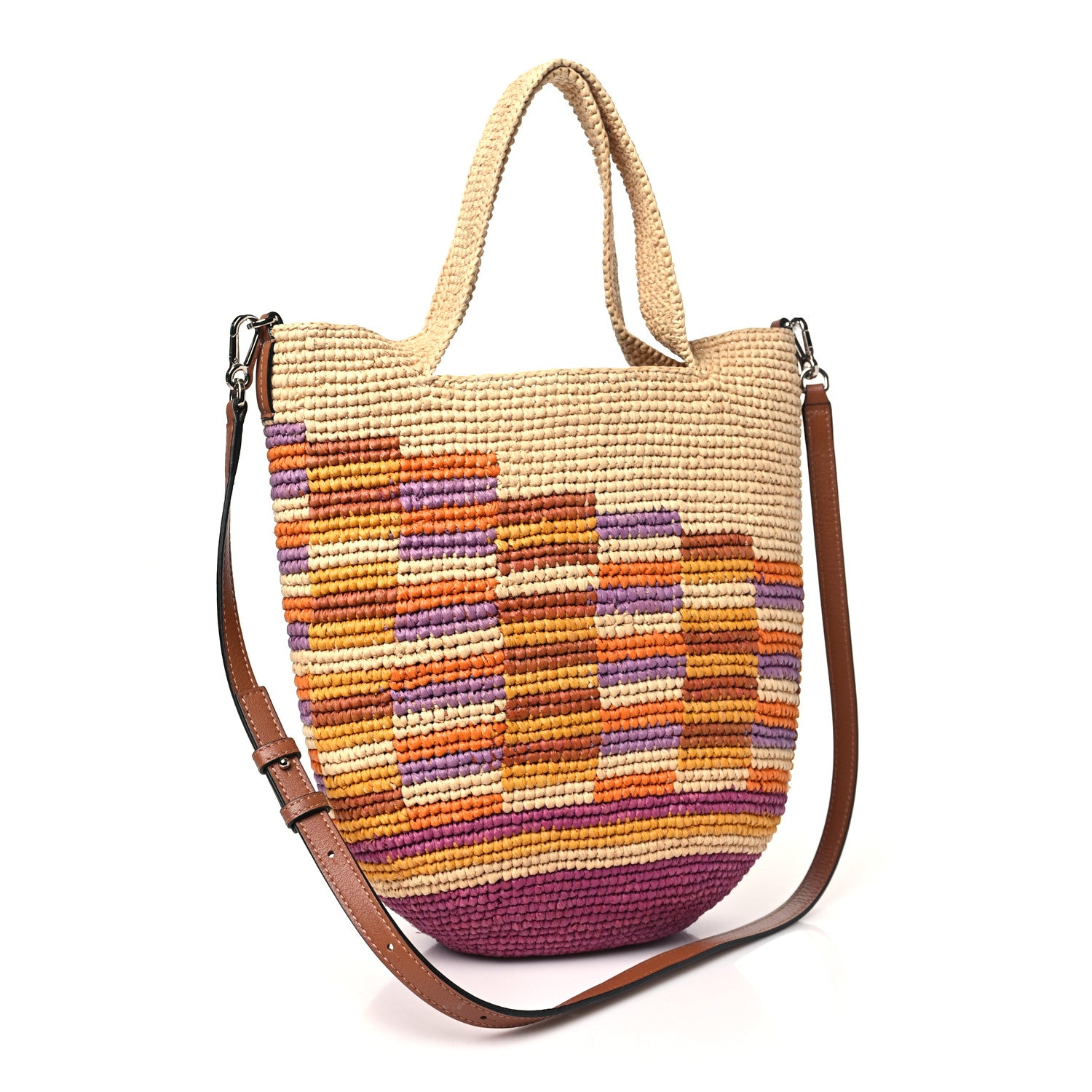 Loewe Raffia Paula's Ibiza Rainbow Slit Tote Bag Natural Multicolor 3 of 9