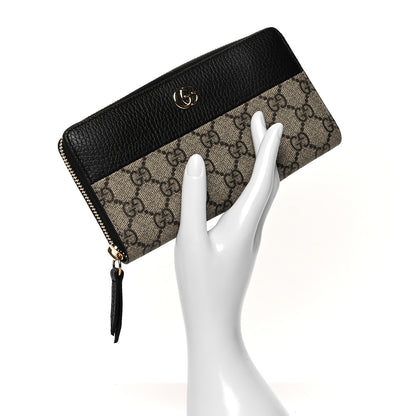 Gucci Dollar Calfskin GG Supreme Monogram GG Marmont Zip Around Wallet Black Beige Ebony 2 of 6