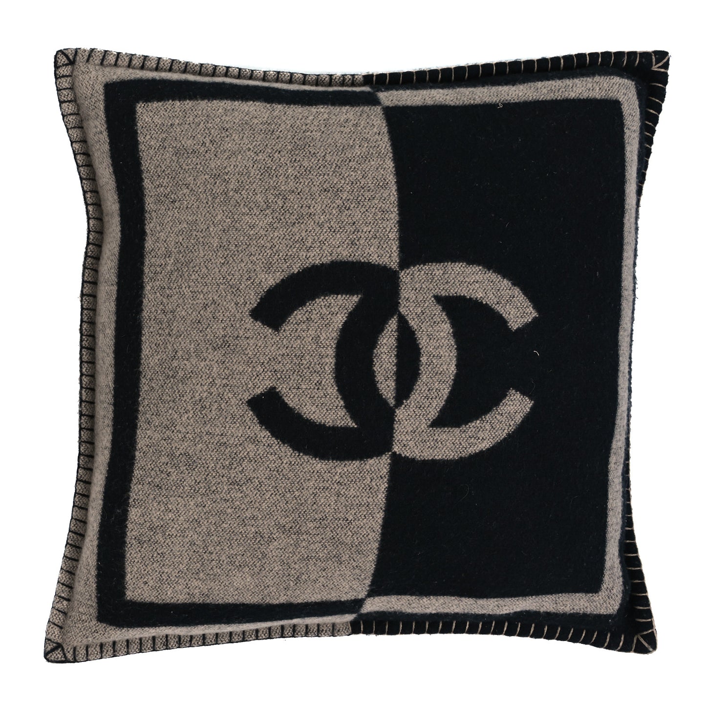 Merino Wool Cashmere CC Pillow Black Brown