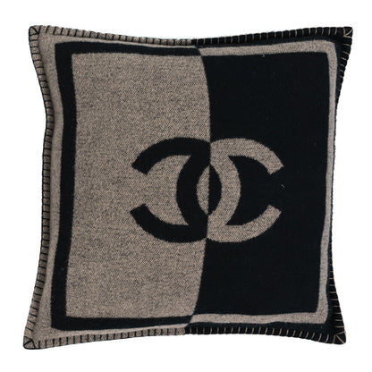 Chanel Merino Wool Cashmere CC Pillow Black Brown 1 of 3