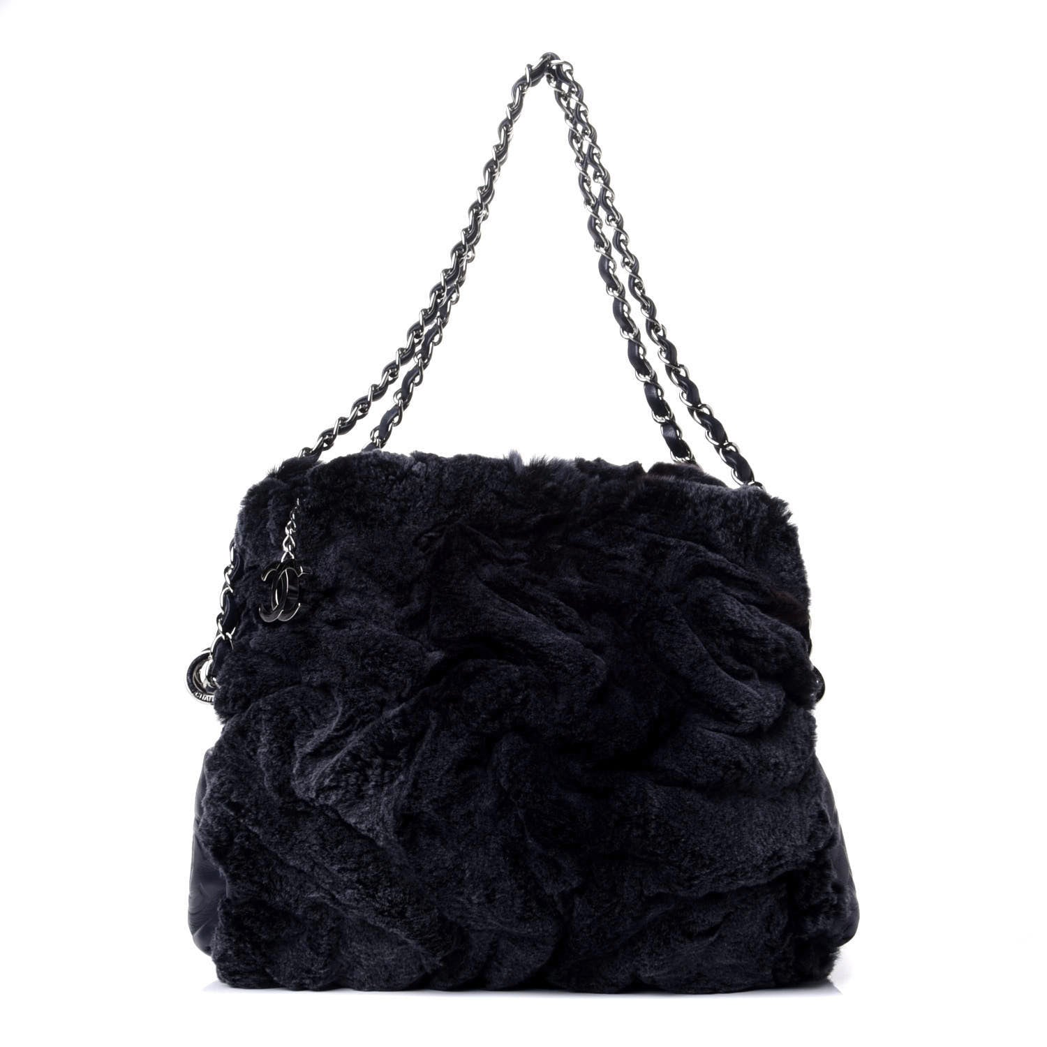 Chanel Lambskin Rabbit Shoulder Bag Navy 1 of 9