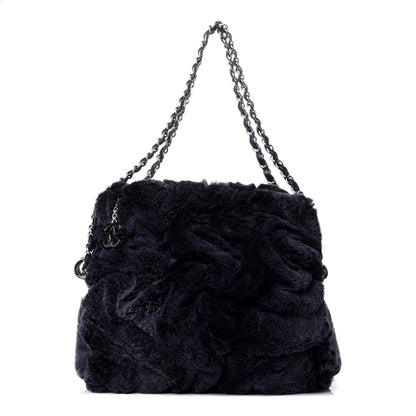 Chanel Lambskin Rabbit Shoulder Bag Navy 1 of 9