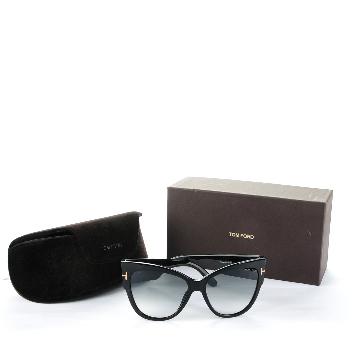 Acetate Anoushka Cat Eye Sunglasses TF371 Black