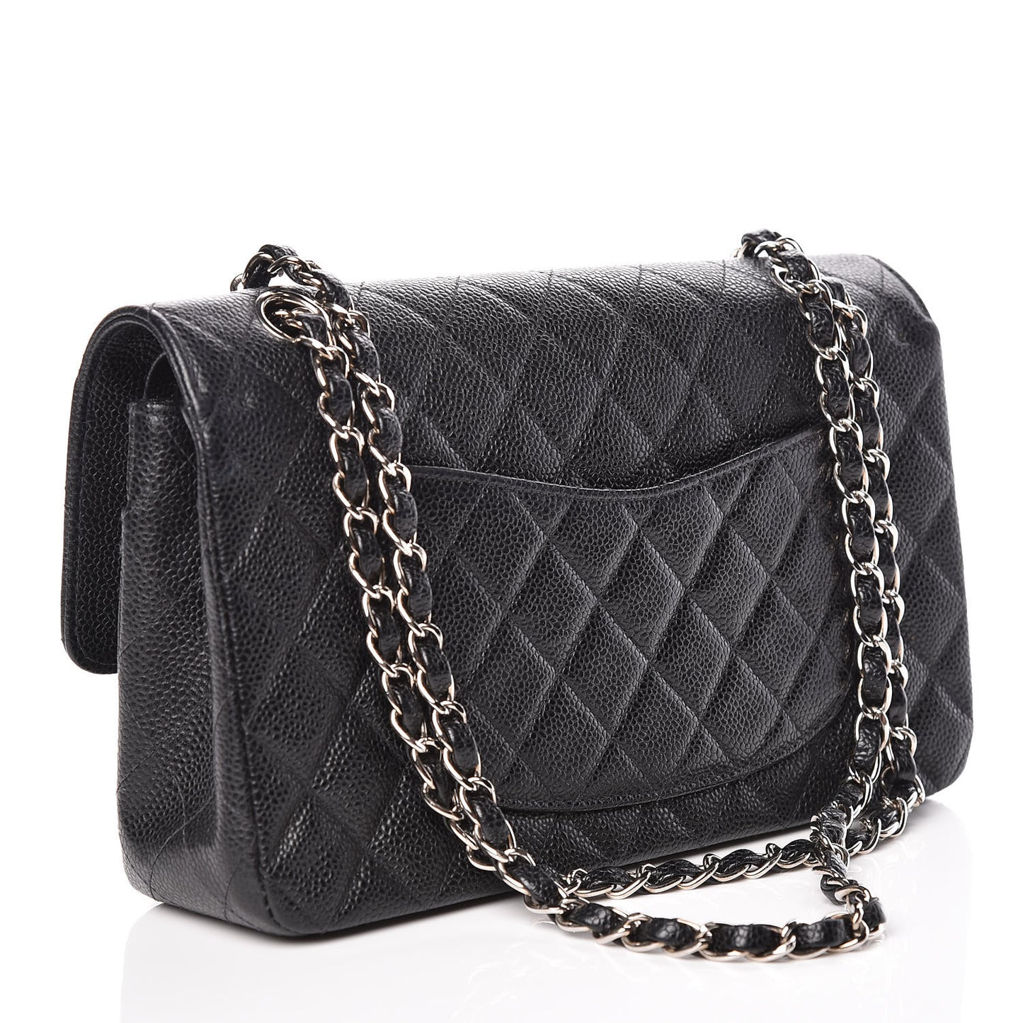 Caviar Quilted Medium Double Flap Black
