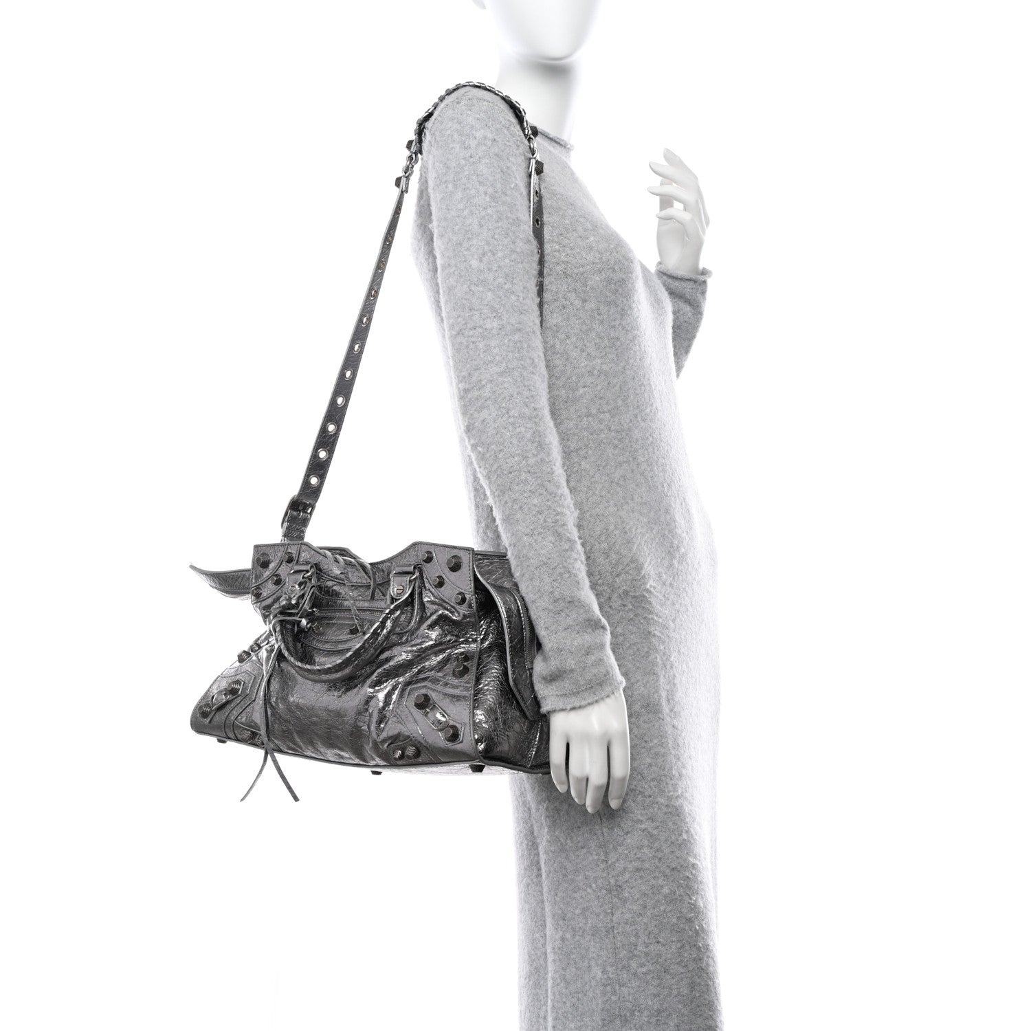 Balenciaga Metallic Agneau Arena Neo Cagole City Silver 2 of 11