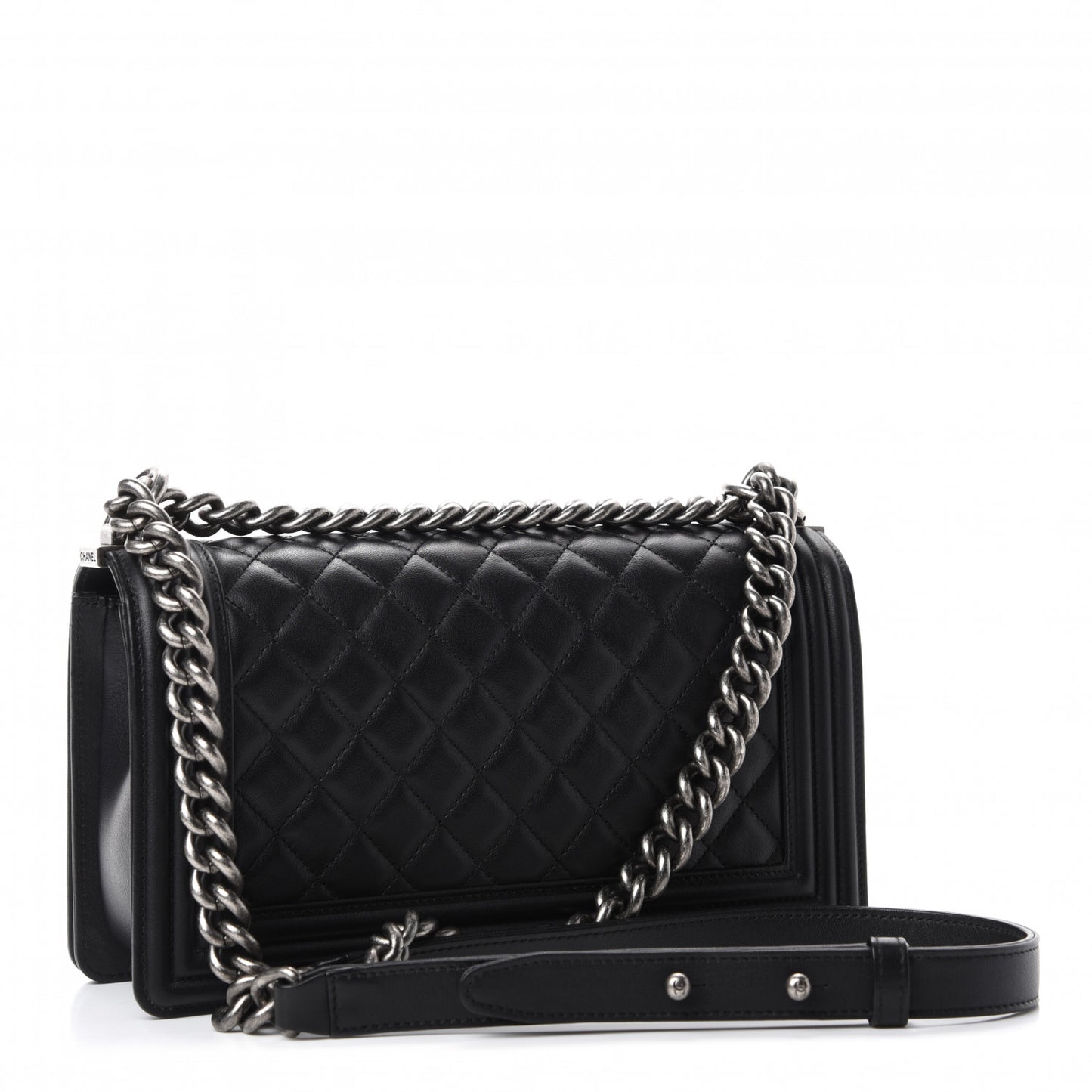 Calfskin Quilted Medium Boy Flap Black