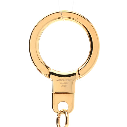 Louis Vuitton Brass Enamel Fleur De Monogram Bag Charm Chain Gold 4 of 5