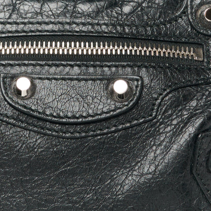Balenciaga Agneau Classic Silver Hardware Mini City Logo Strap Black White 9 of 11
