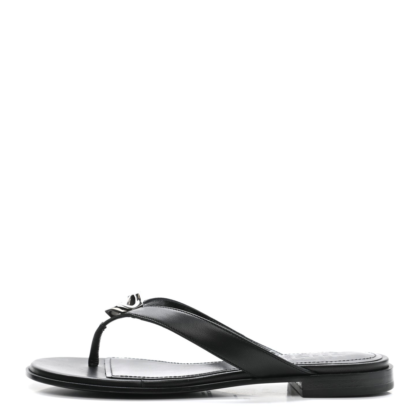 Calfskin G Chain Sandals 36 Black