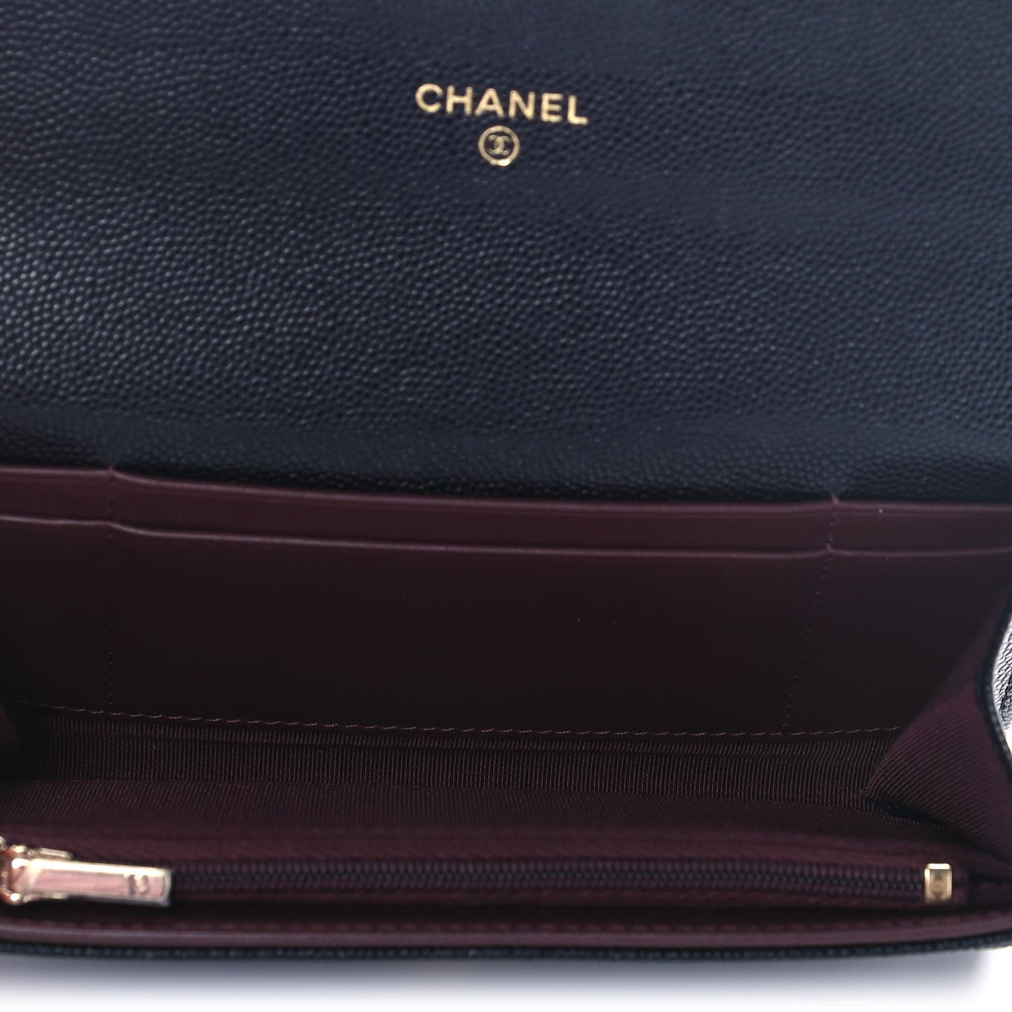 Caviar Quilted Medium Gusset Flap Wallet Black