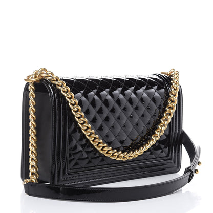 Chanel Patent Calfskin Quilted New Medium Boy Flap Black 3 of 12