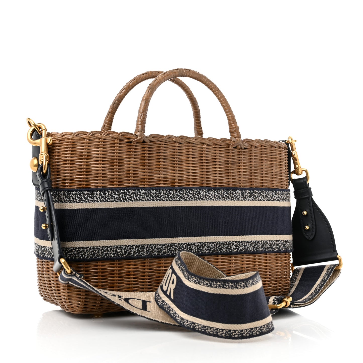 Wicker Oblique Basket Bag Blue