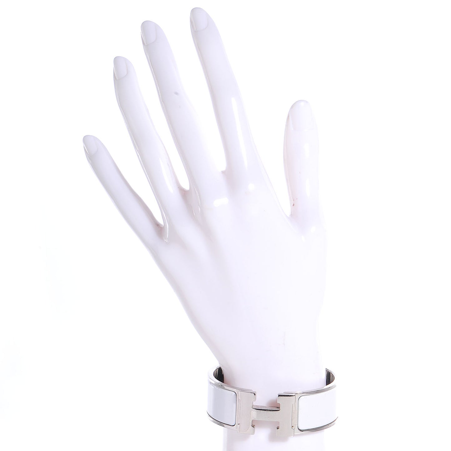 Enamel Wide Clic Clac H Bracelet PM White