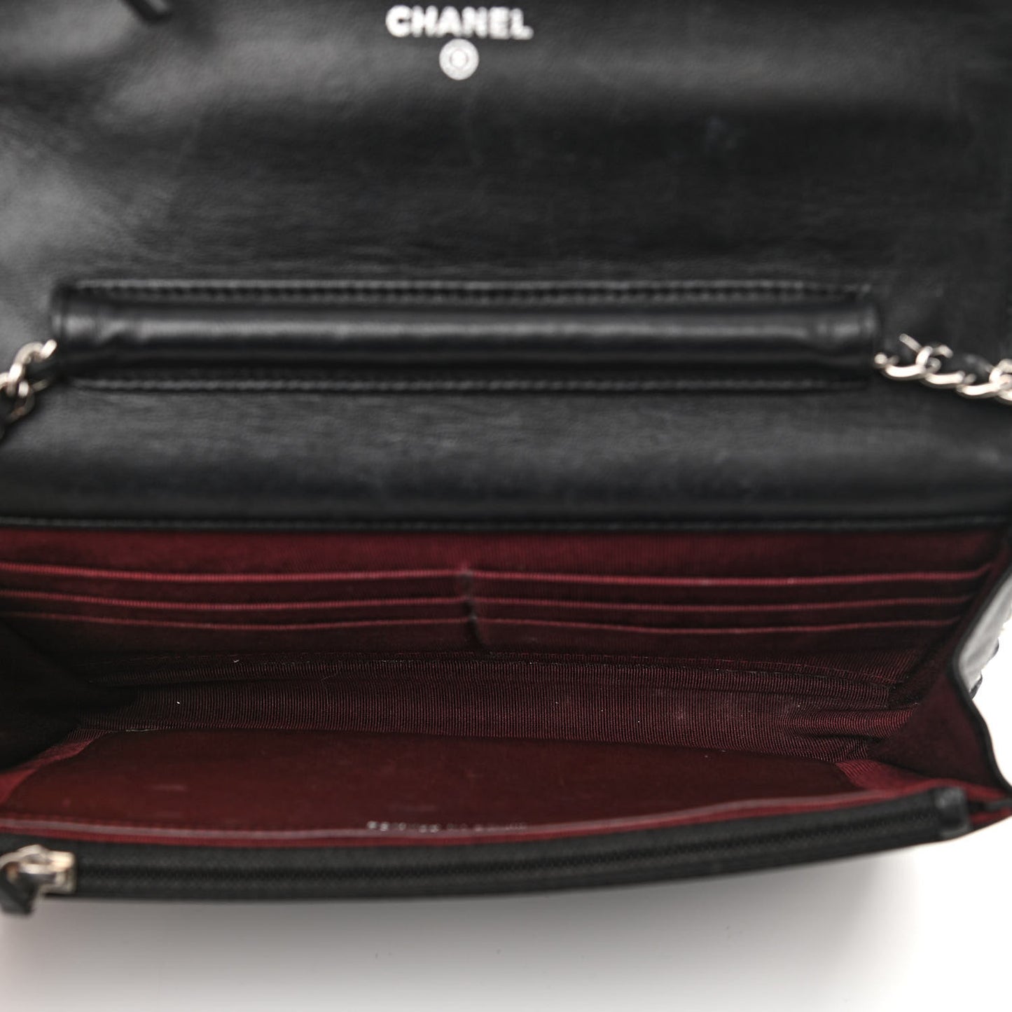 Lambskin Quilted Wallet On Chain WOC Black