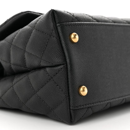 Chanel Caviar Lizard Embossed Quilted Small Coco Handle Flap Black 9 of 12
