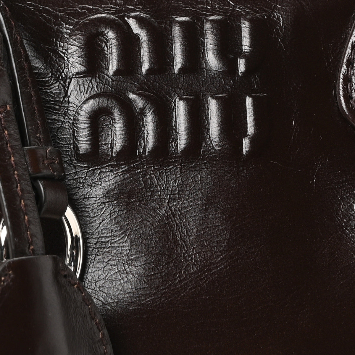 Vitello Shine Logo Embossed Bag Moro