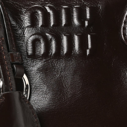 Miu Miu Vitello Shine Logo Embossed Bag Moro 7 of 9