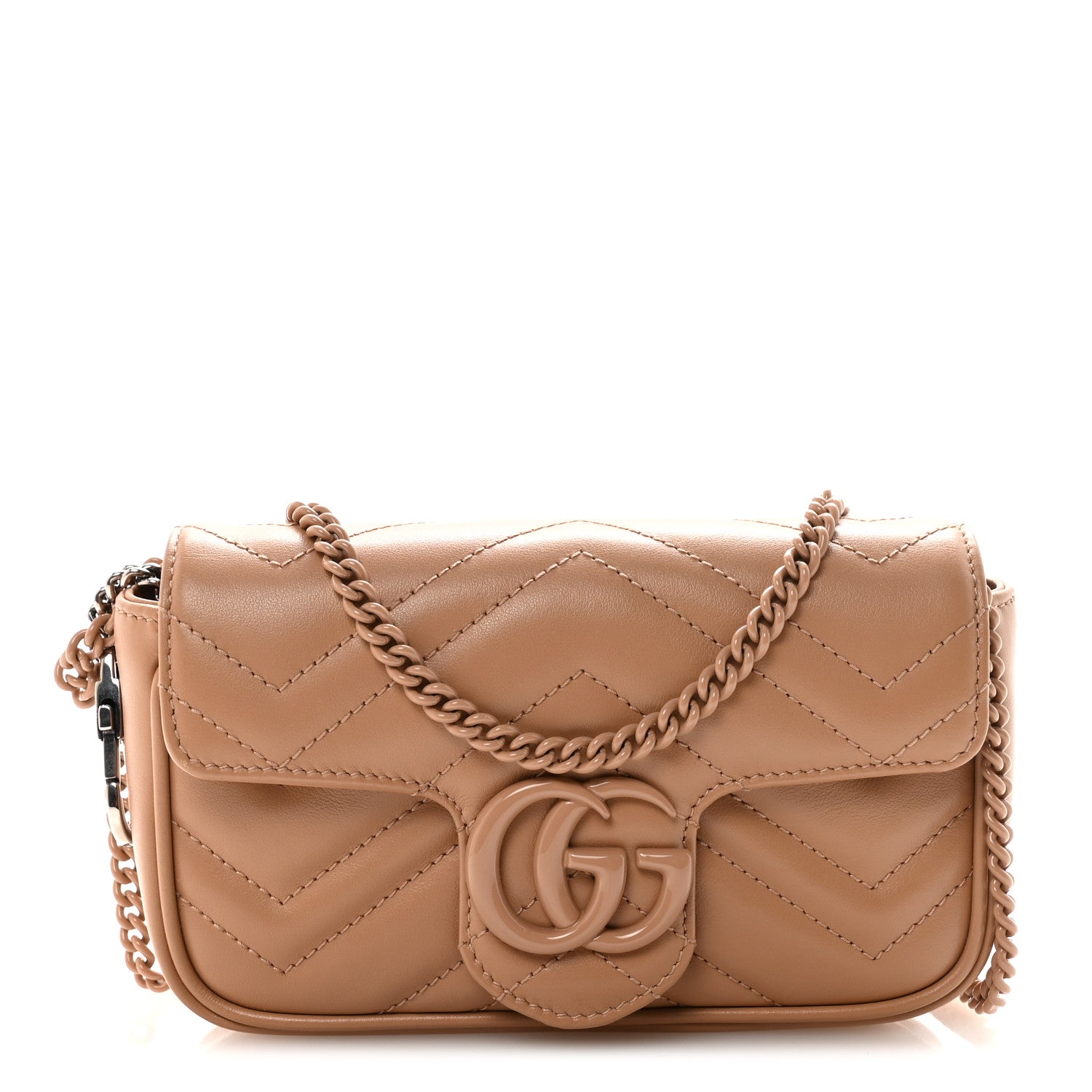 Gucci Calfskin Matelasse Monochrome Super Mini GG Marmont Shoulder Bag Camelia 1 of 10