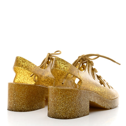 Bottega Veneta Glitter Rubber Jelly Sandals 38 Gold 4 of 7