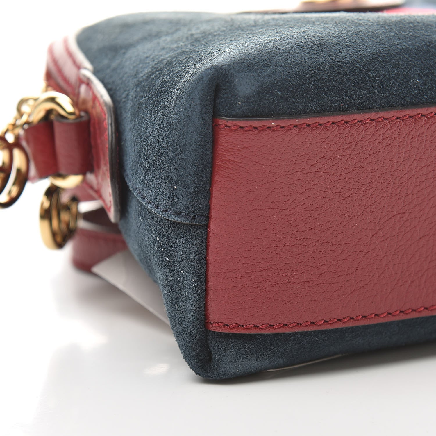 Gucci Suede Calfskin Web Small Ophidia Dome Shoulder Bag New Blue Romantic Cherry 9 of 11
