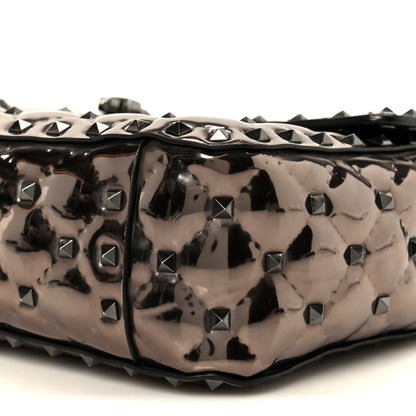 Valentino Garavani Metallic Patent Medium Rockstud Spike Shoulder Bag Rutenio 10 of 10