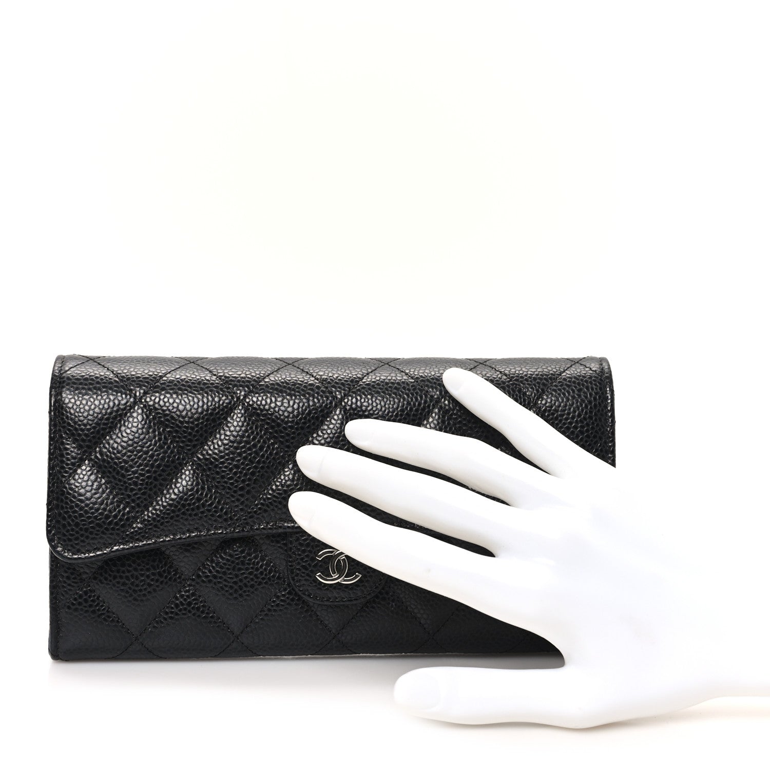Chanel Caviar Quilted Large Gusset Flap Wallet Black 2 of 8