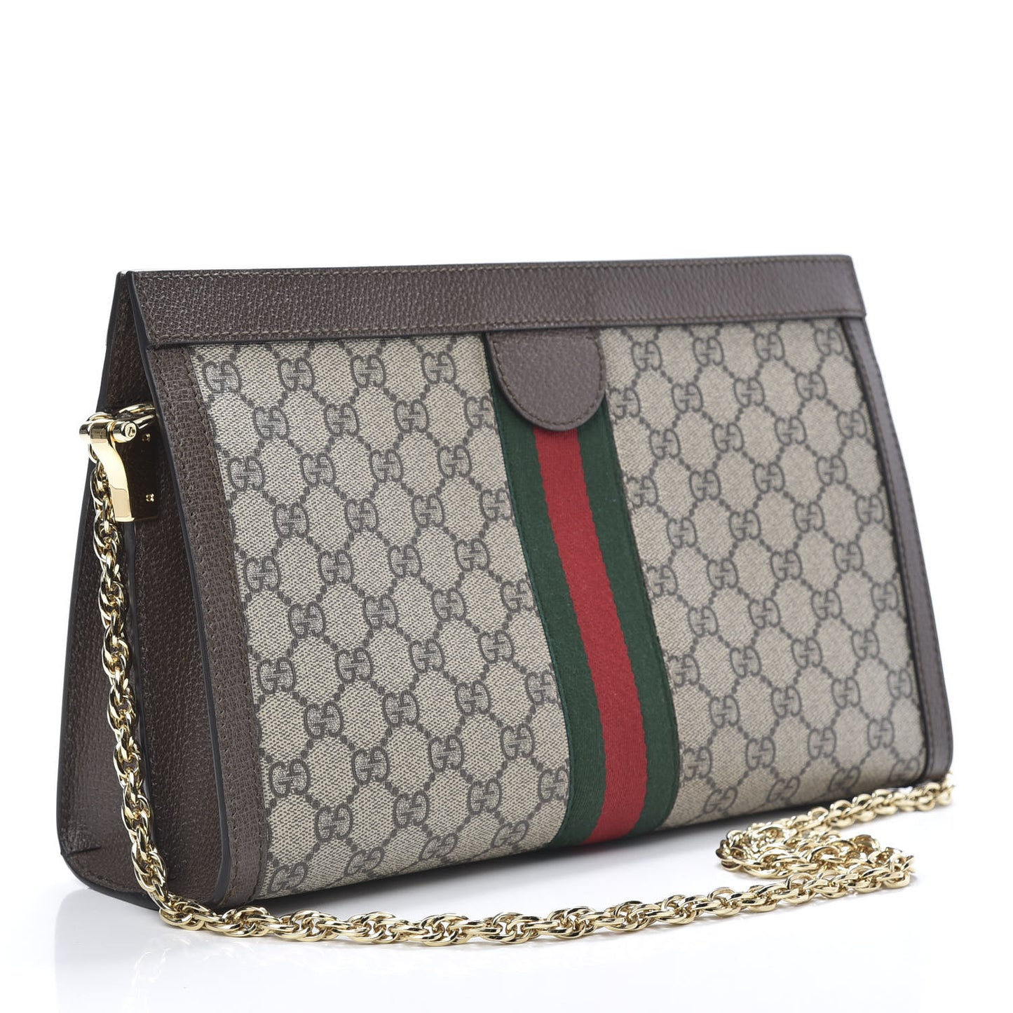 GG Supreme Monogram Web Medium Ophidia Chain Shoulder Bag Brown