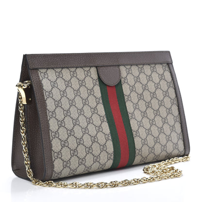 Gucci GG Supreme Monogram Web Medium Ophidia Chain Shoulder Bag Brown 3 of 10