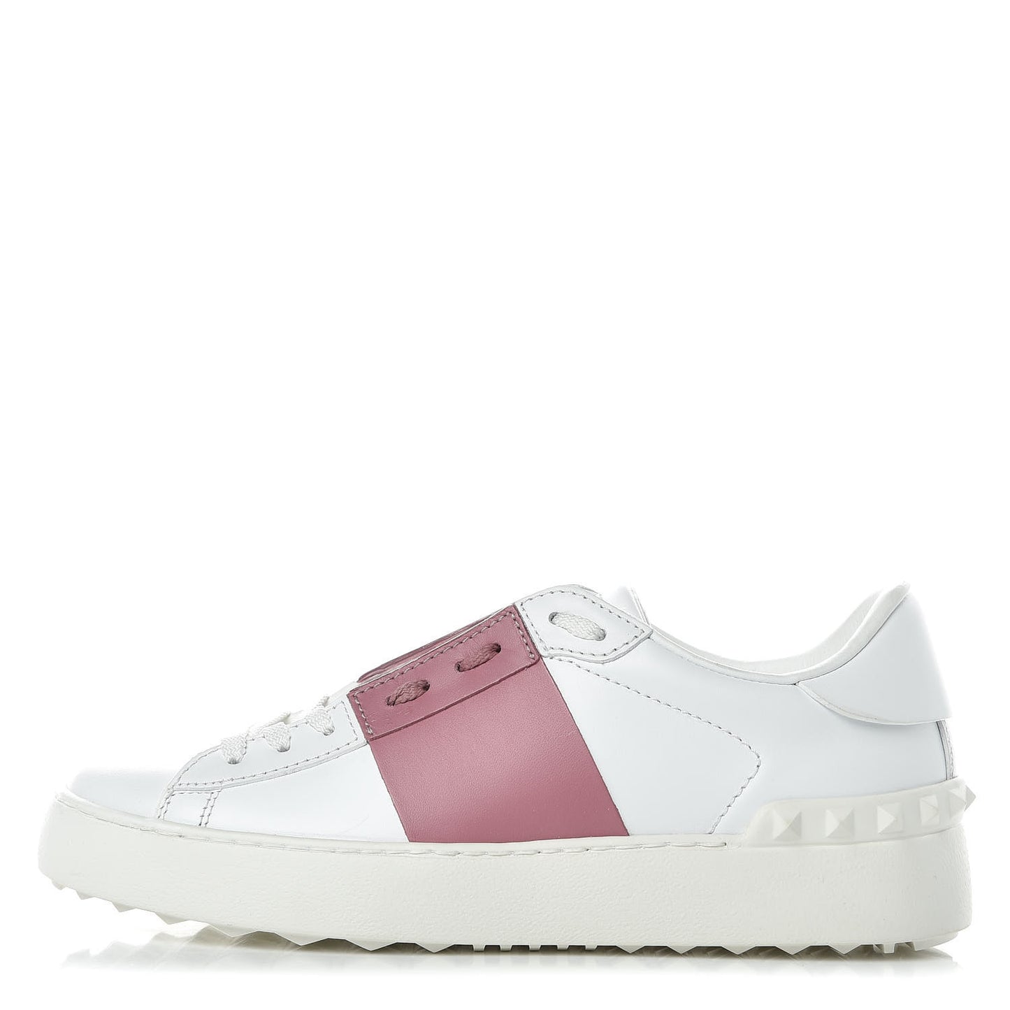 Calfskin Rockstud Open Sneakers 35.5 White Lipstick