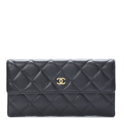 Chanel Caviar Quilted Large Gusset Flap Wallet Black 1 of 11