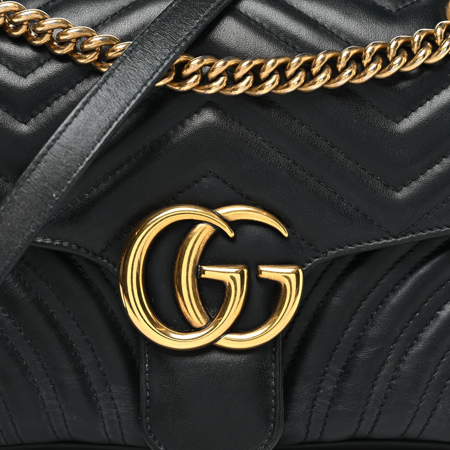 Gucci Calfskin Matelasse Small GG Marmont Shoulder Bag Black 8 of 10