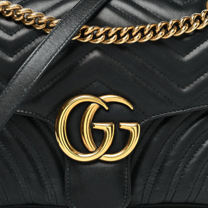 Gucci Calfskin Matelasse Small GG Marmont Shoulder Bag Black 8 of 10