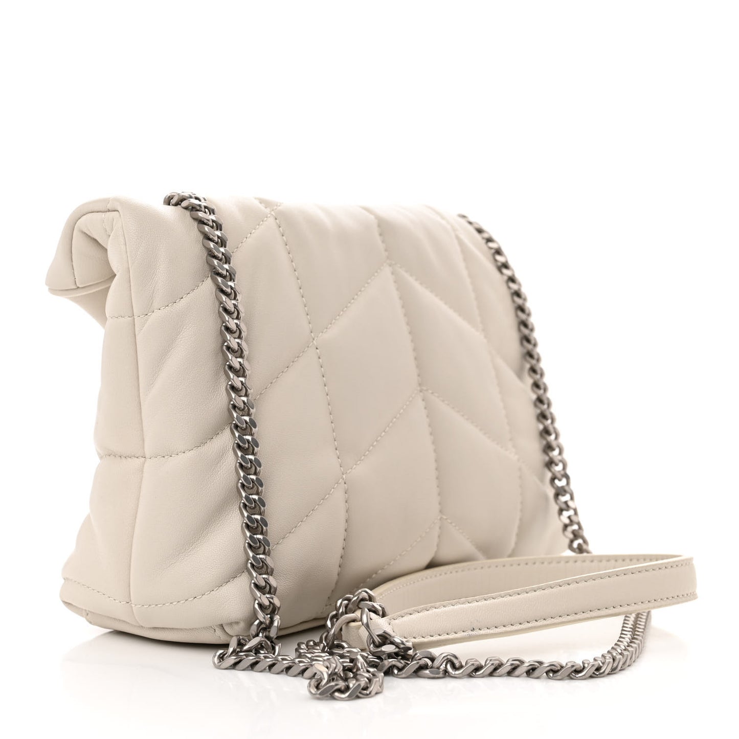 Lambskin Quilted Toy Loulou Puffer Monogram Chain Satchel Crema Soft