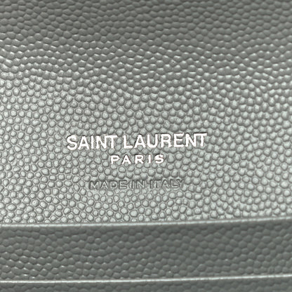 Saint Laurent Grain De Poudre Textured Mixed Matelasse Triquilt Small Monogram Envelope Wallet New Stone 6 of 10