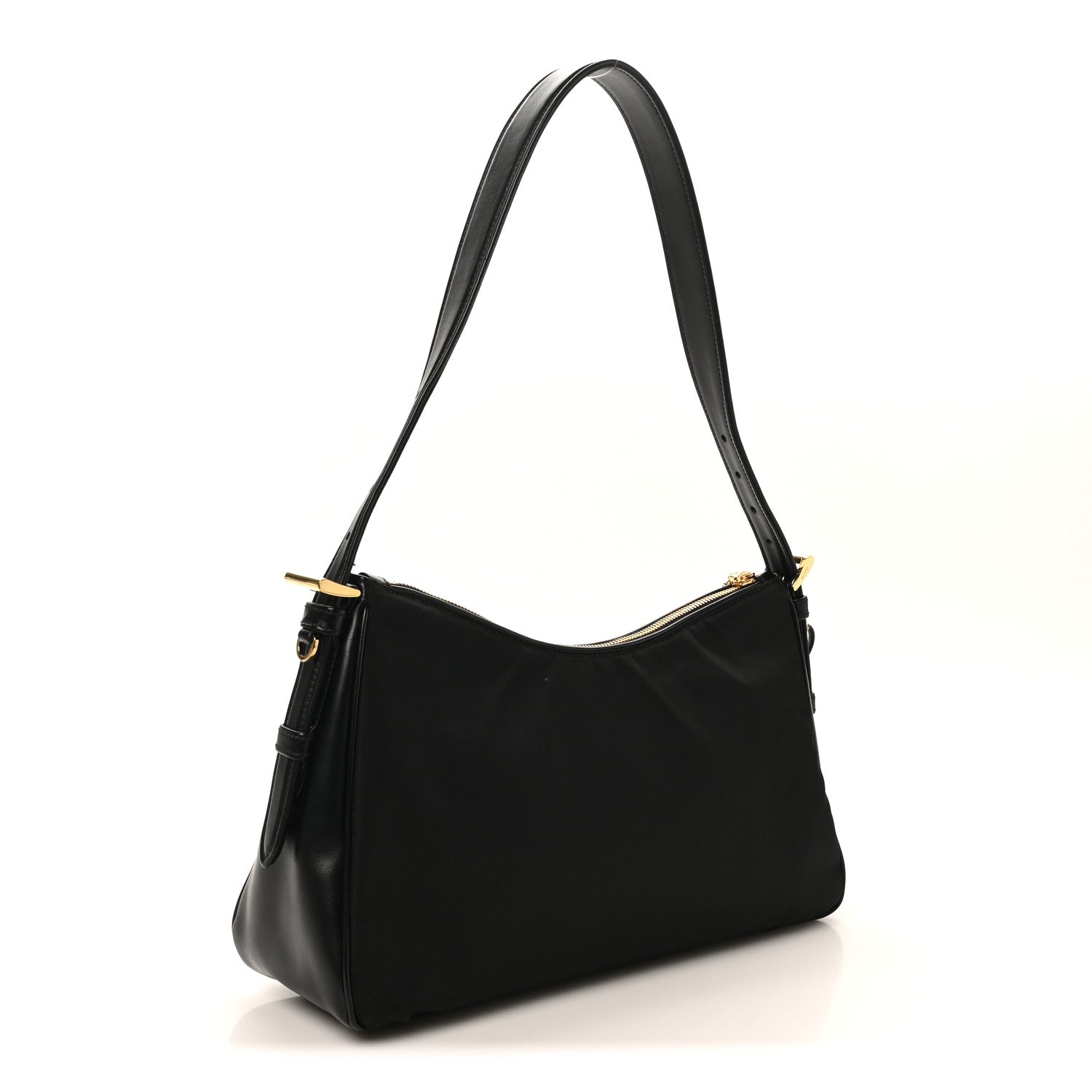 Prada Re-Nylon Vitello Large Aimee Shoulder Bag Black 3 of 9