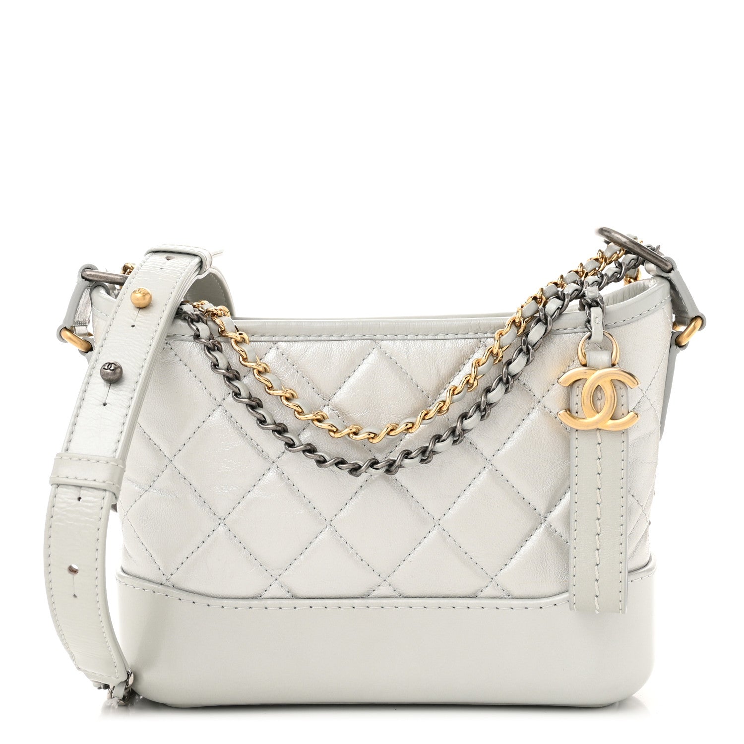 Chanel Metallic Aged Calfskin Quilted Small Gabrielle Hobo Light Silver 1 of 11