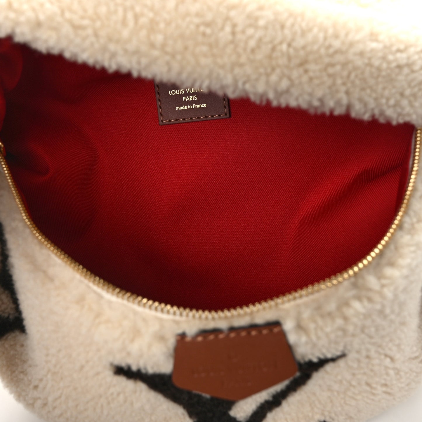 Shearling Monogram LV Ski Bumbag Cream Brown