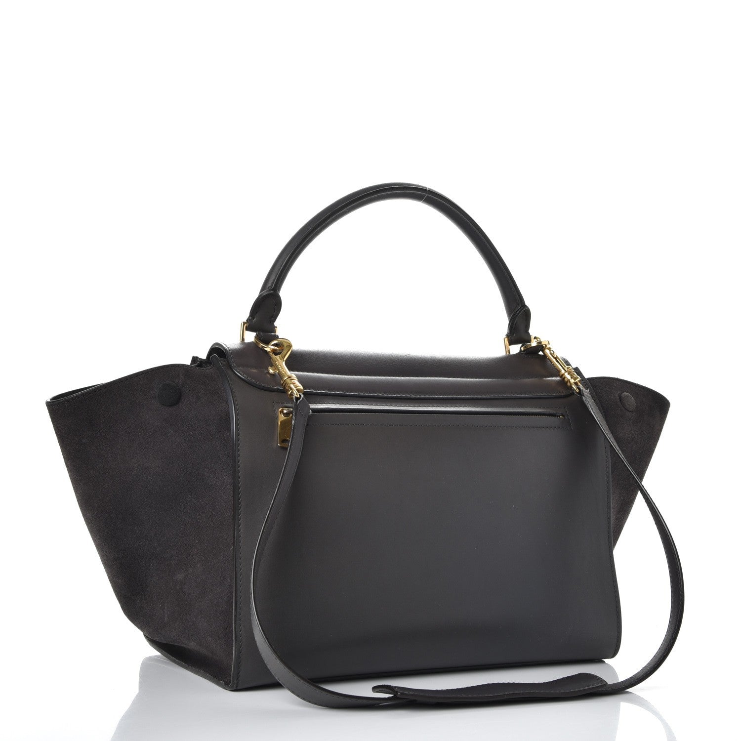 Celine Smooth Calfskin Suede Medium Trapeze Grey 4 of 11