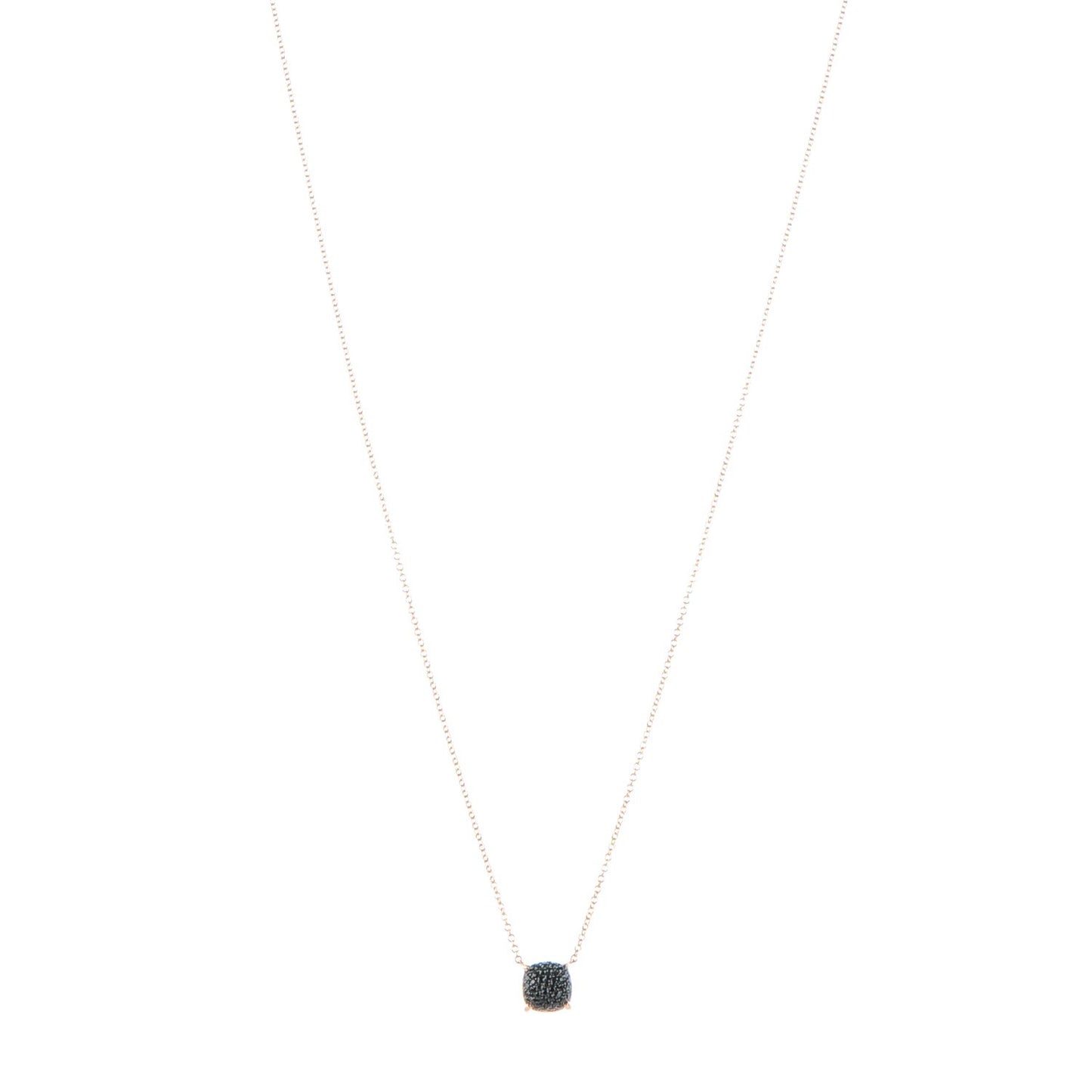 18K Rose Gold Black Diamond Pendant Necklace