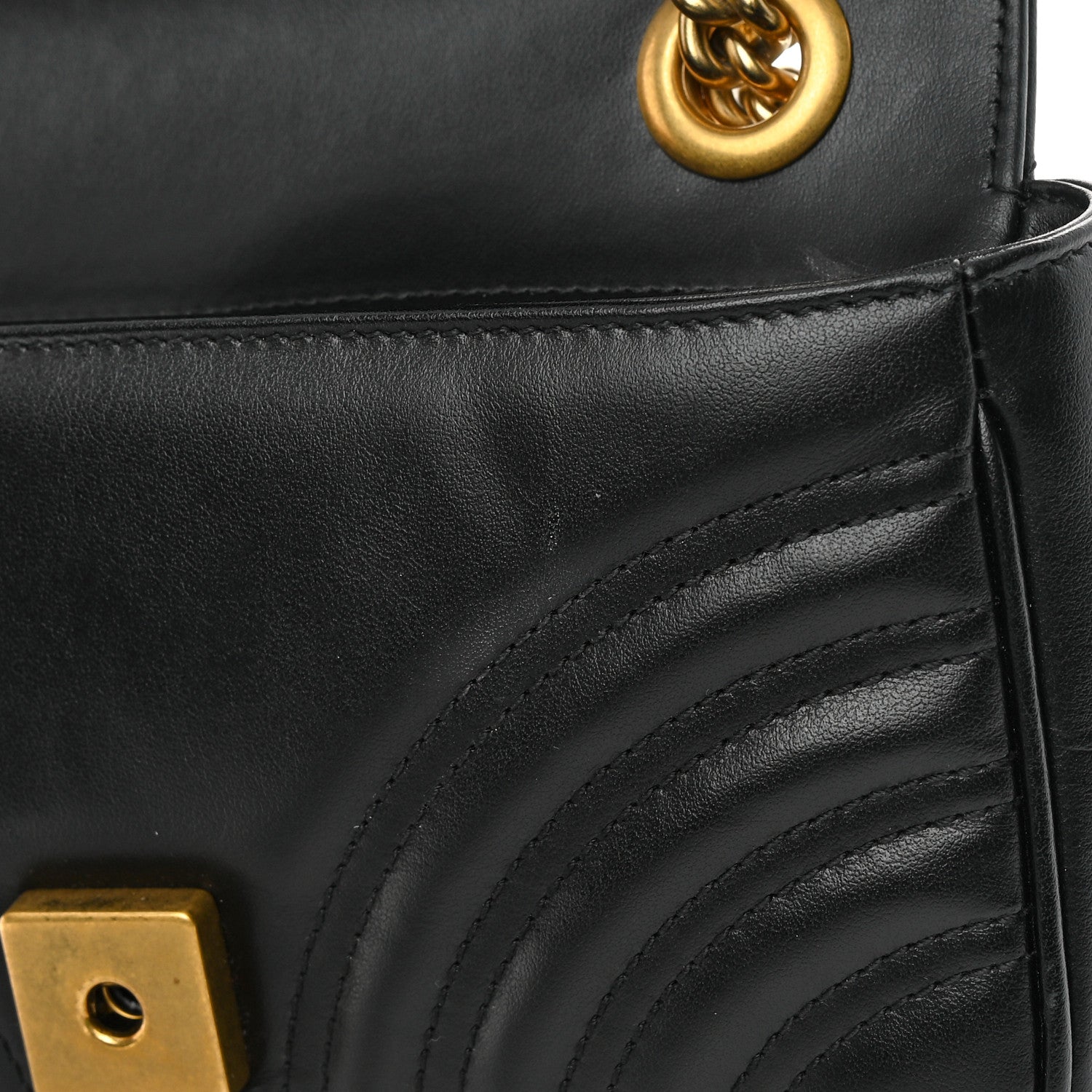 Gucci Calfskin Matelasse Mini GG Marmont Shoulder Bag Black 14 of 16