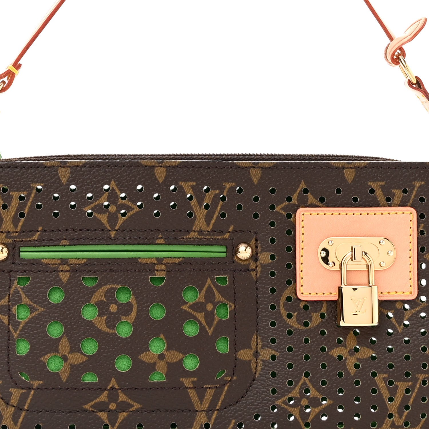 Louis Vuitton Monogram Perforated Pochette Accessories Bag Green 7 of 10