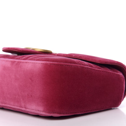 Gucci Velvet Matelasse Small GG Marmont Shoulder Bag Light Raspberry Rose 9 of 11