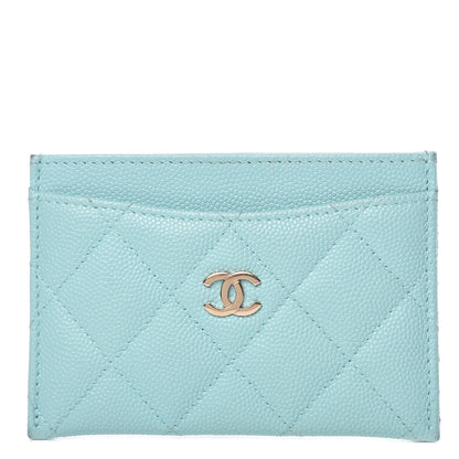 Chanel Caviar Quilted Card Holder Light Blue 1 of 11