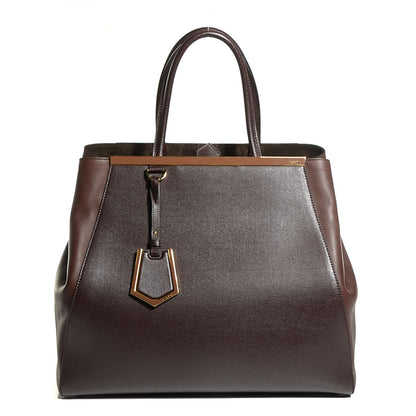 Fendi Vitello Elite Flamingo Large 2Jours Tote Moro Marrone Nocciola 1 of 10