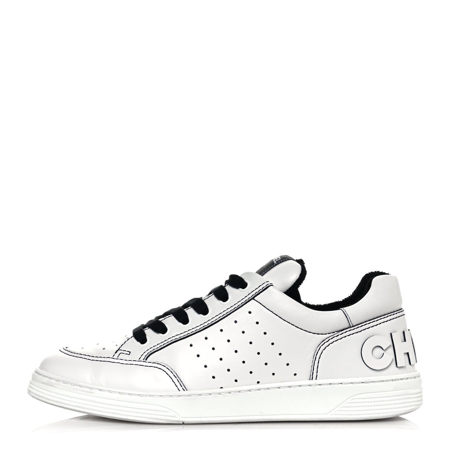 Calfskin Womens Logo Sneakers 41 White Black