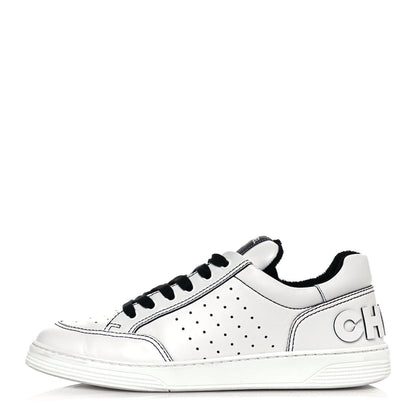 Chanel Calfskin Womens Logo Sneakers 41 White Black 1 of 12