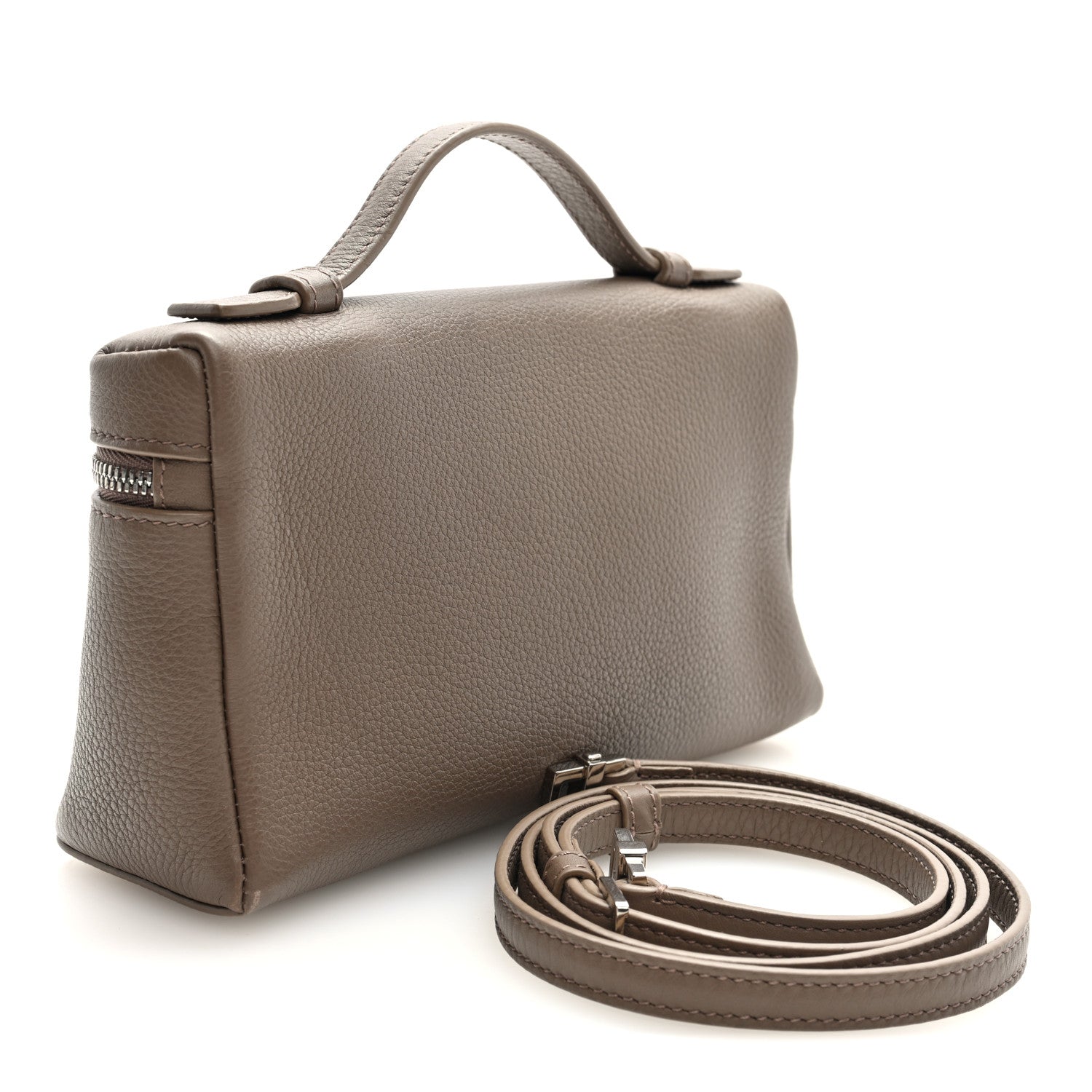Loro Piana Grained Calfskin L19 Extra Pocket Pouch Warm Mastic 3 of 9