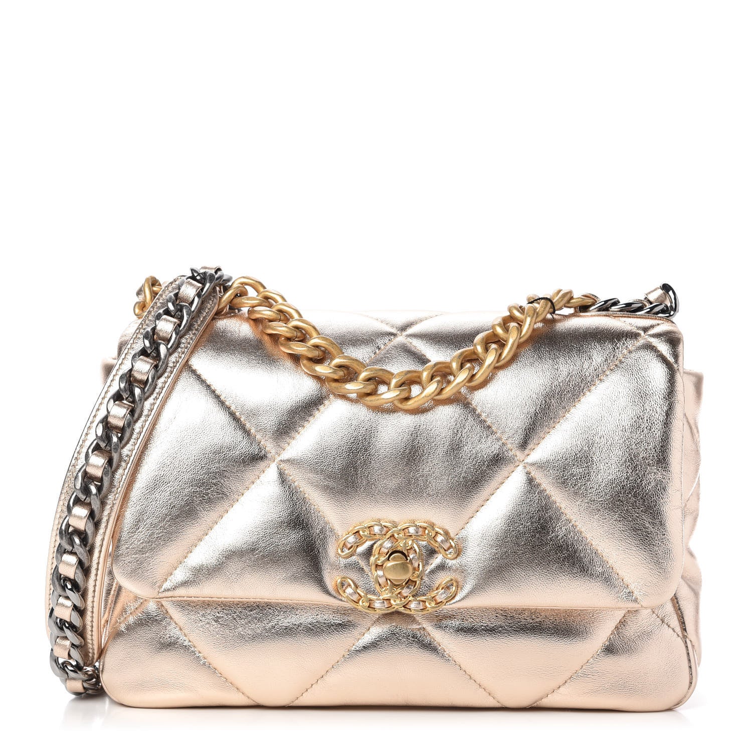 Chanel Metallic Lambskin Quilted Medium Chanel 19 Flap Gold 1 of 10
