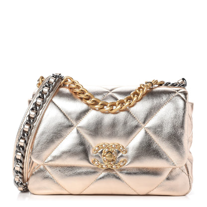 Chanel Metallic Lambskin Quilted Medium Chanel 19 Flap Gold 1 of 10