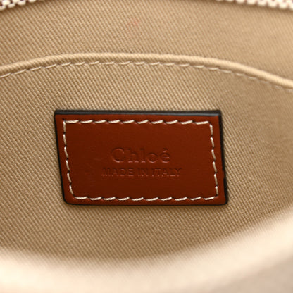 Chloe Cotton Calfskin Small Woody Ribbon Tote With Strap White Brown 6 of 10